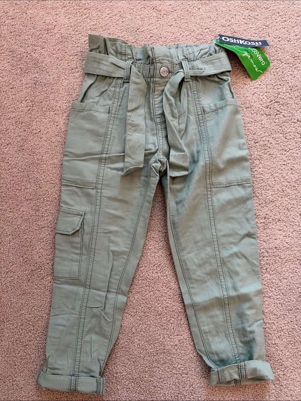 OshKosh B'gosh Olive Tie-Waist Cargo Pants for Kids